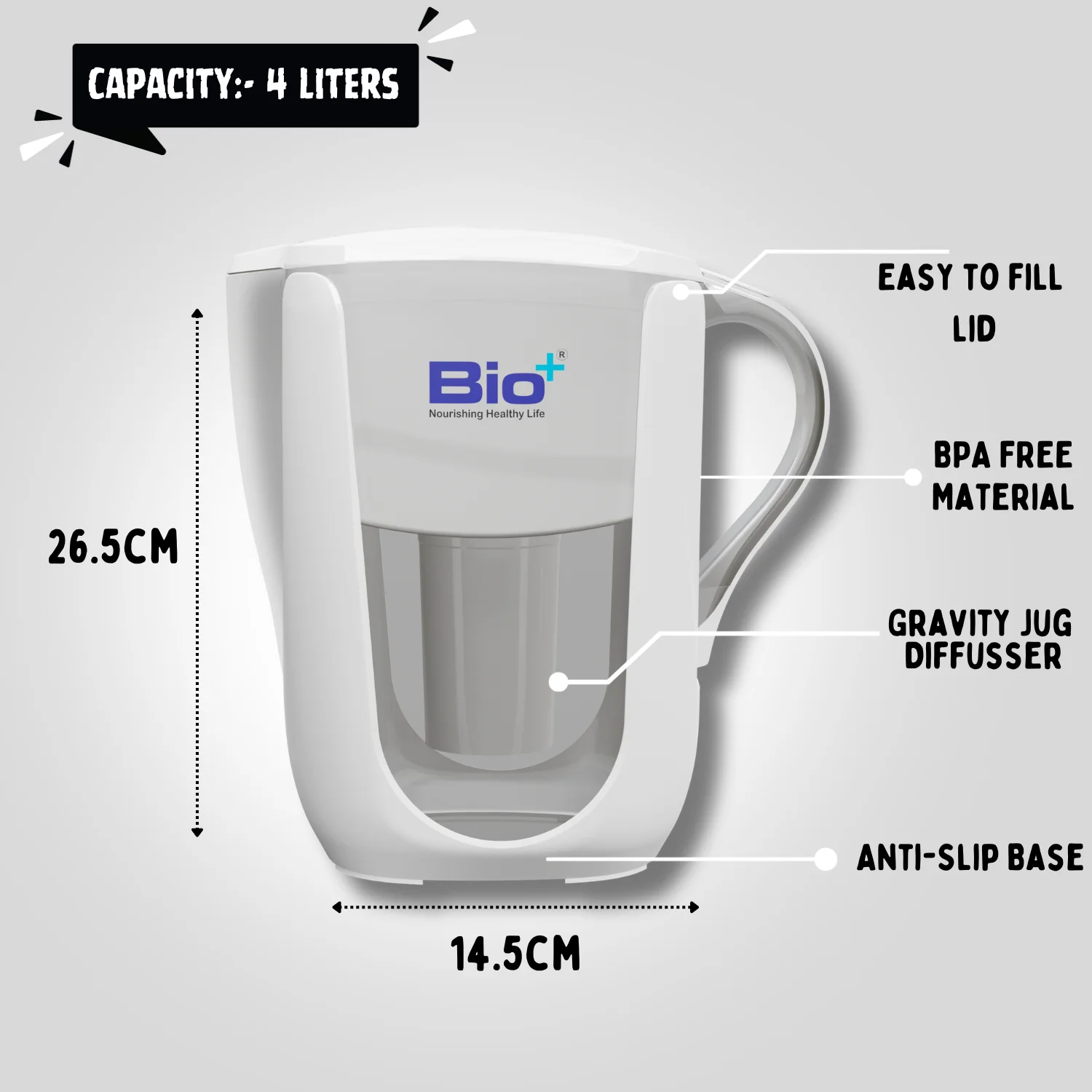 Top quality  - Bio+ Gravity-Based Water Purifier Jug | Taste Enhanced | Purified water at Cheap Price