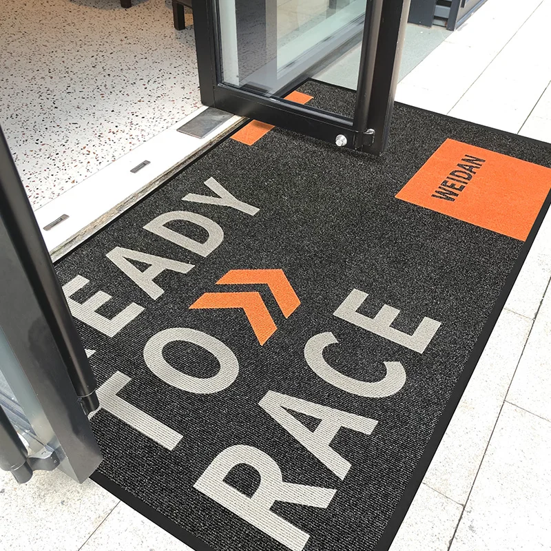 Custom nylon with rubber backing mat Non-slip Logo carpets door mat suppliers