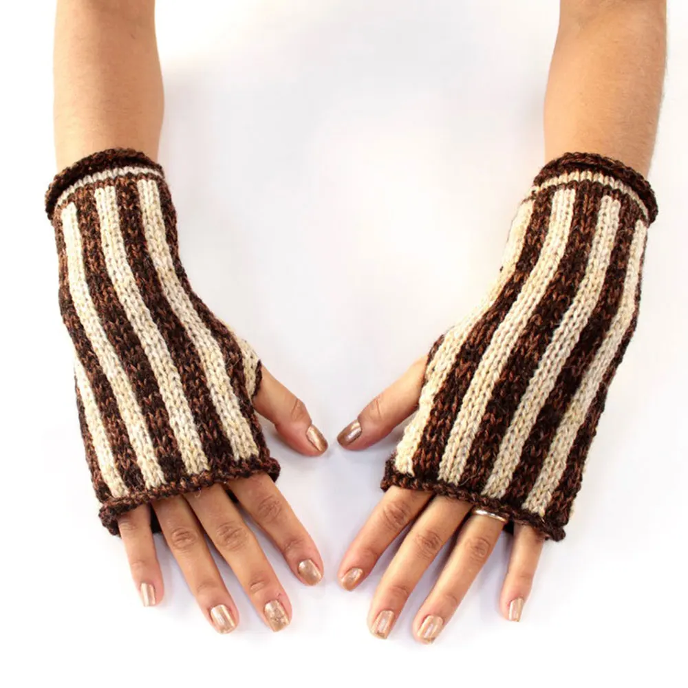 Однотонные женские зимние толстые теплые шерстяные длинные студенческие перчатки без