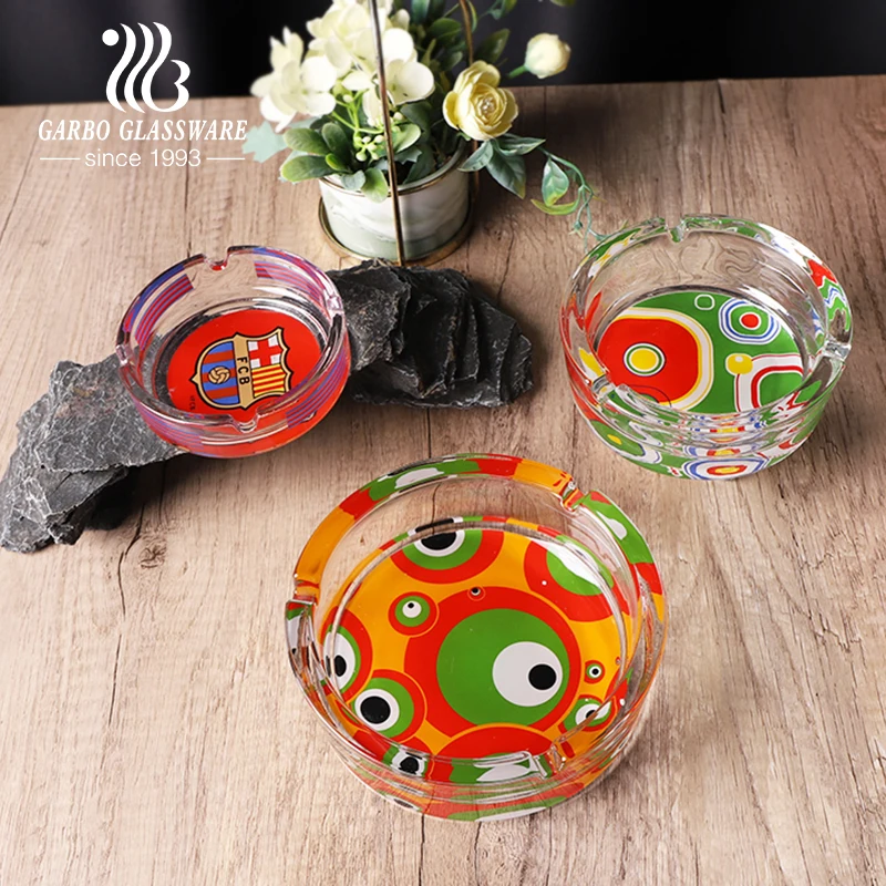 Color decor glass ashtray for home decoration smoking cigar ashtray tableware round glassware smoke hotel ashtrays