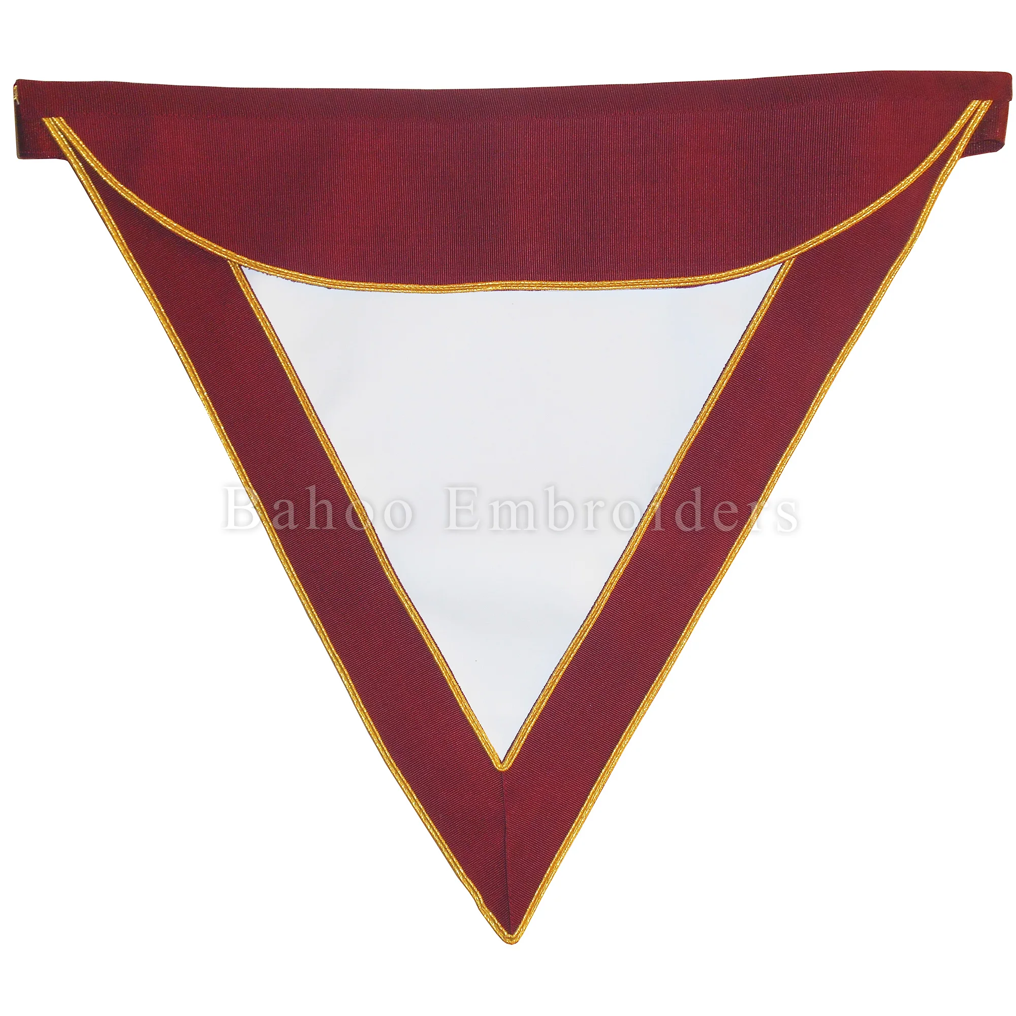 ROYAL & SELECT MASTERS MEMBER APRON REAL LEATHER WITH MAROON RIBBON ON EDGES AND GOLD BRAID (BH-M-803)
