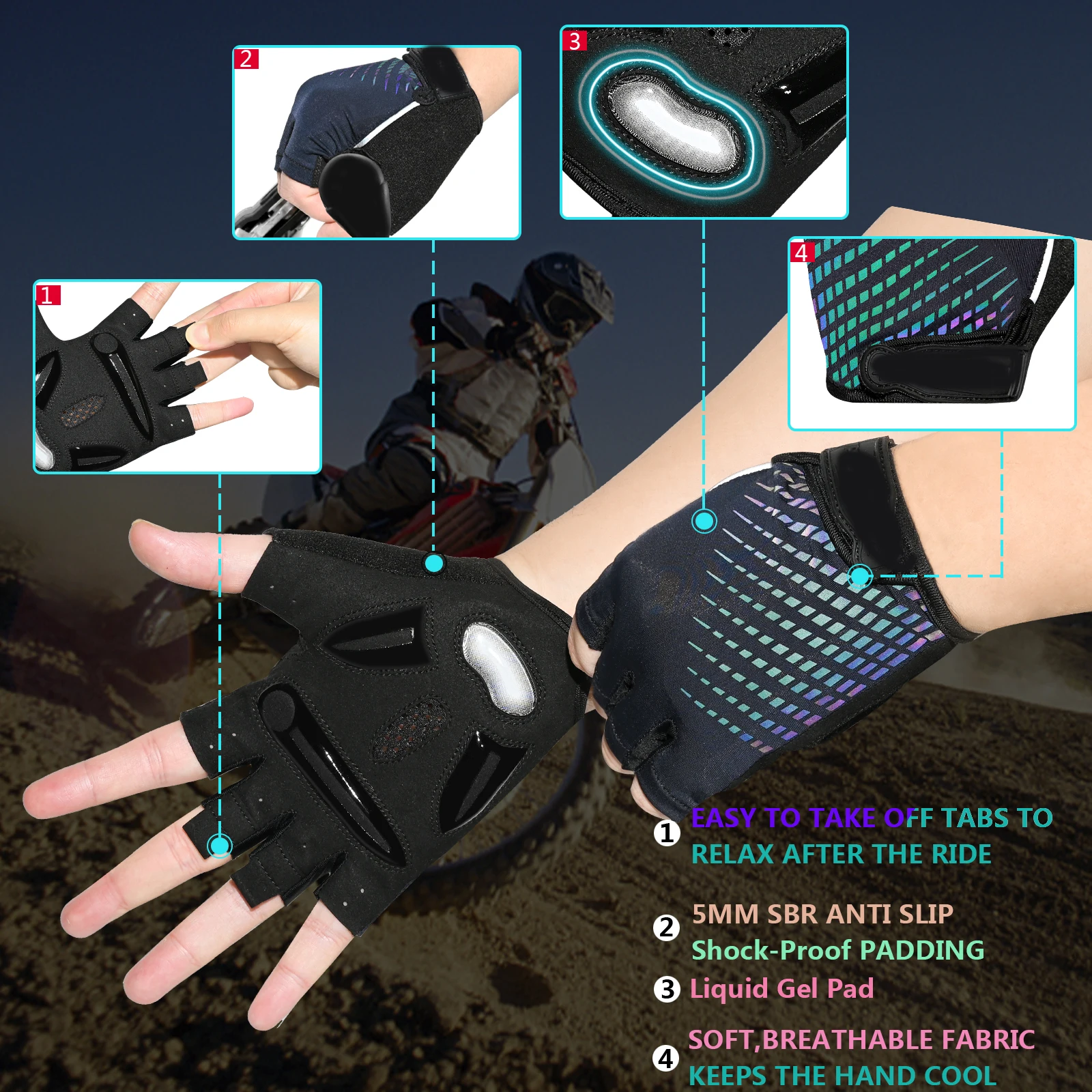 Hot Selling Anti Slip Fitness Gloves Half Finger Breathable Sports Bicycle Glove for Gym Hiking and cycling
