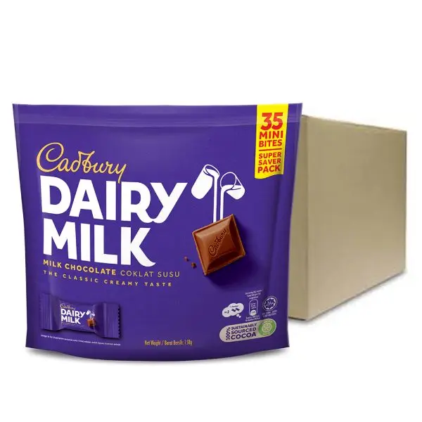 CADBURY DAIRY MILK CHOCOLATE FLAVOURED NEAPS DOYBAG (SHAREBAG) 35 MINI BITES [158G] WHOLESALER MALAYSIA