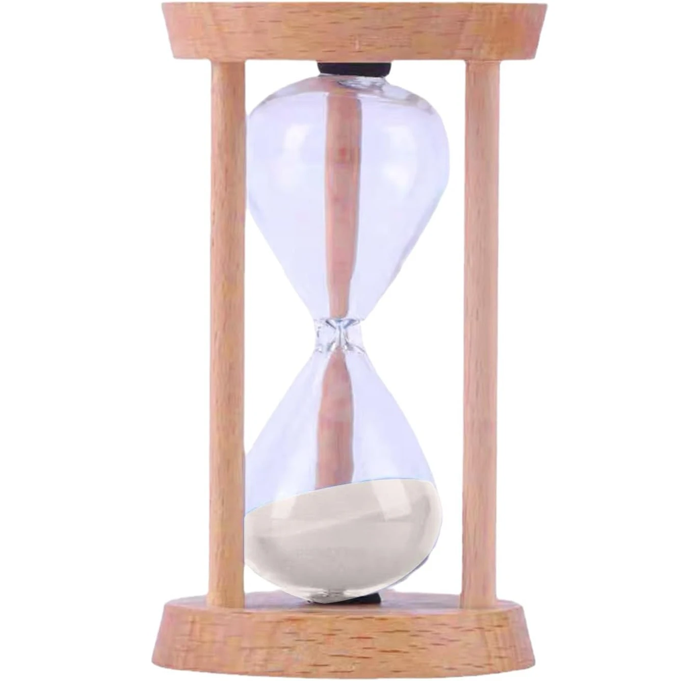 Wooden Hourglass Timer Sand Clock 5 Minutes & Metal Sand Watch 5 Min, Brass Hour Glass Sandglass for Home Desk Office
