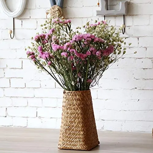 Natural Seaweed Weave Basket Pastoral Rattan Vase Bamboo Weaving Room Flower Arranger Gypsophila Dried Flower Vase Decoration