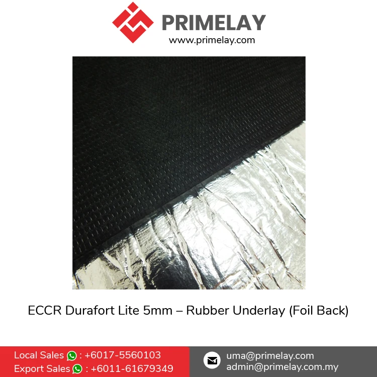Factory Direct Sale Heavy Duty Durafort Lite 5mm Crumb Rubber Underlay with Foil Back for Domestic & Commercial Floor Carpet Use