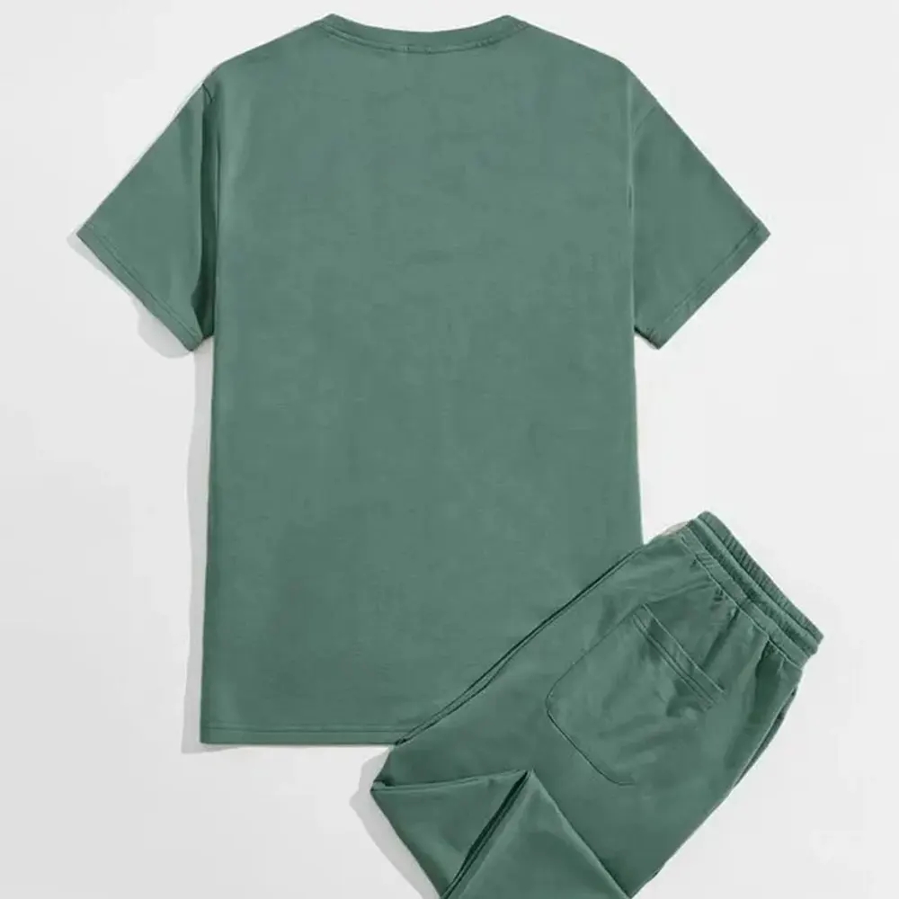 Wholesale Short Sleeve Top And Long Pants Set Men Tracksuit Set Summer Custom Mens Quick Dry Tshirt Tight Training Sports Clothe