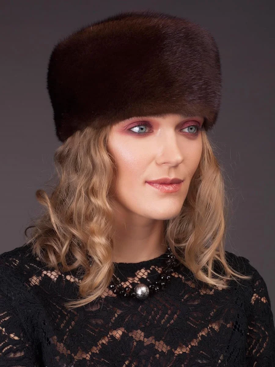 Luxury 100% Genuine Mink Fur Hat Russian style winter trapper hat for men