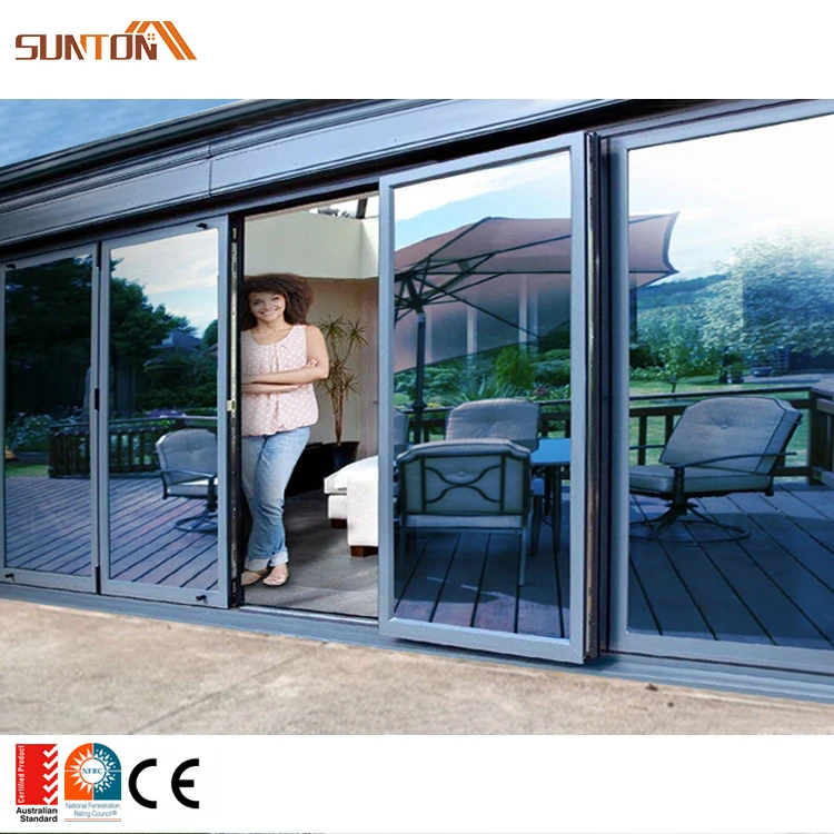 Custom exterior modern aluminum frame reflective glass sliding door for house hotel villa