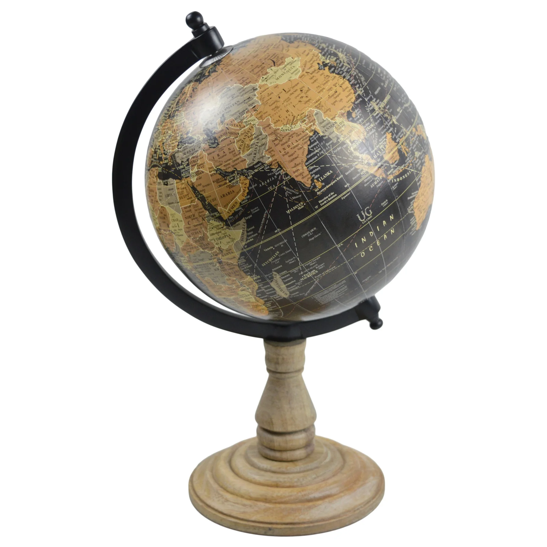 Vintage Design  Decorative Desktop Wooden Base World Earth Globe For Educational Learn Earth Geography