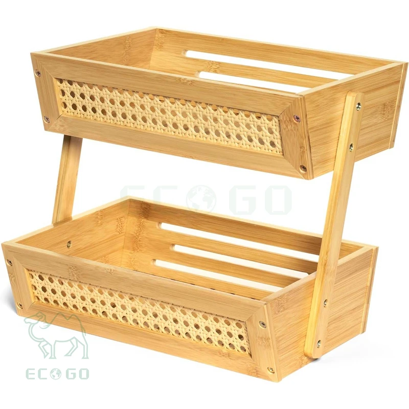 Natural Bamboo Custom Fruit Bowl Basket Food and Vegetables Holder Fruit Basket Drainer Rack Storage Fruit Basket
