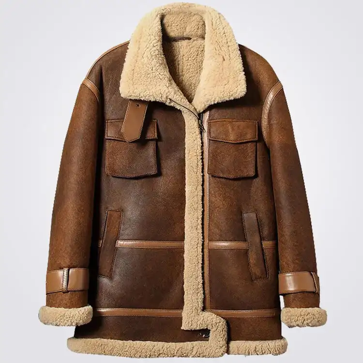 Buy Best High Quality Style Winter Sheepskin Shearling Long Coat For Men Leather Coats High Quality Of Material