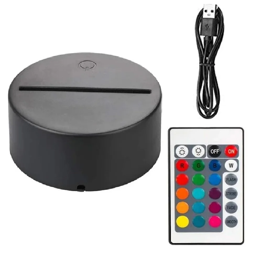 Индивидуальный креативный Ночной светильник декоративный 7 цветов USB пульт дистанционного управления Сенсорный выключатель освещения 3D Светодиодная лампа база