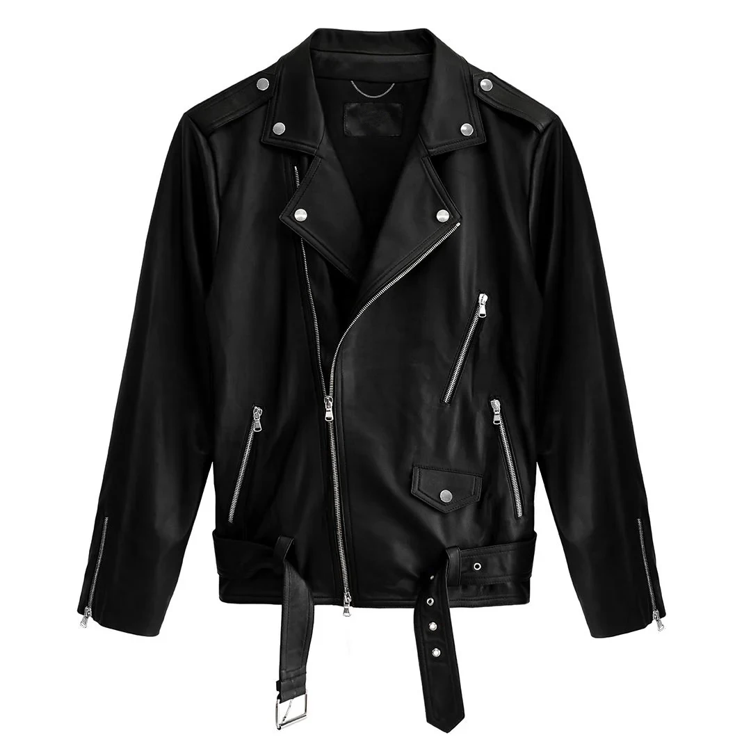 Wholesale Motorcycle Ladies Genuine Sheep Leather Jacket Ladies Cropped Bomber Style Fashion Spring Real Motorbike Jacket