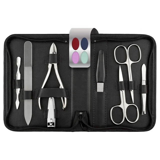 Stainless Steel Manicure Pedicure kit 8 Pieces Manicure Implement Tools Kit With PU Leather Case OEM Manicure Kit