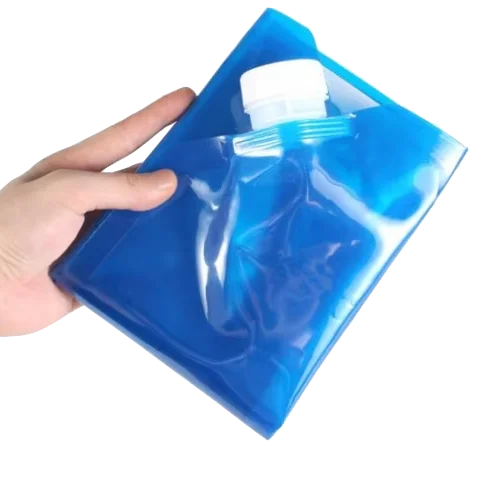 Folding Water Bag 5L - Size 30*33cm; One side blue, Other side transparent color; opp packing