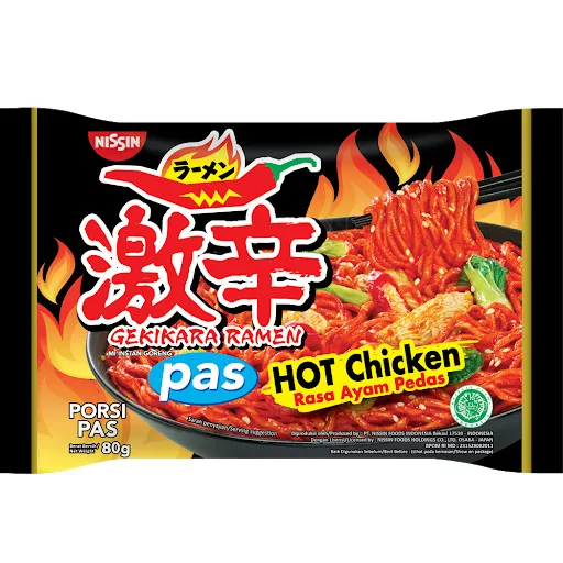 Оптовая продажа, лапша быстрого приготовления, Nissin Gekikara 80 г в упаковке, популярная курица Карбо, острые Горячие продукты из Индонезии, горячая распродажа