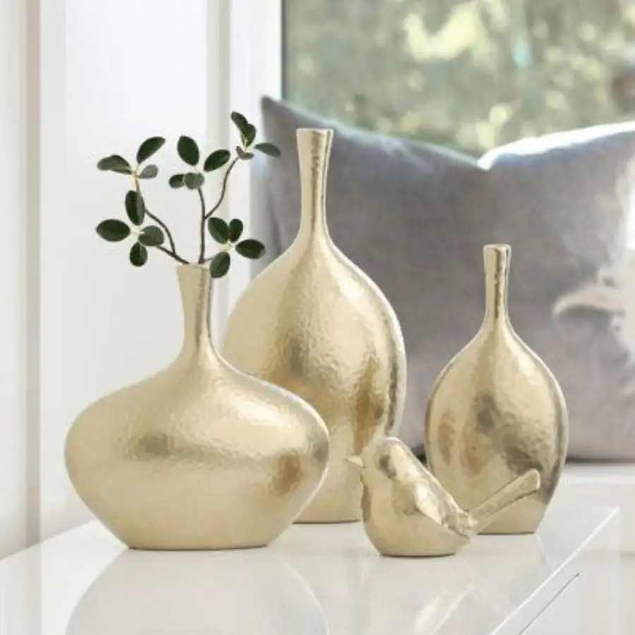 Brass Flower Vase and Pots Set of 2 Wedding Christmas Decorative Luxury Vases brass Flower Pots for interior Decorating
