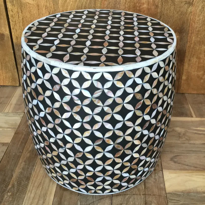 New Home Decor Stool Made Of Mother Of Pearl Inlay Made In India Buy At Biggest Wholesaler S R EXPORTS