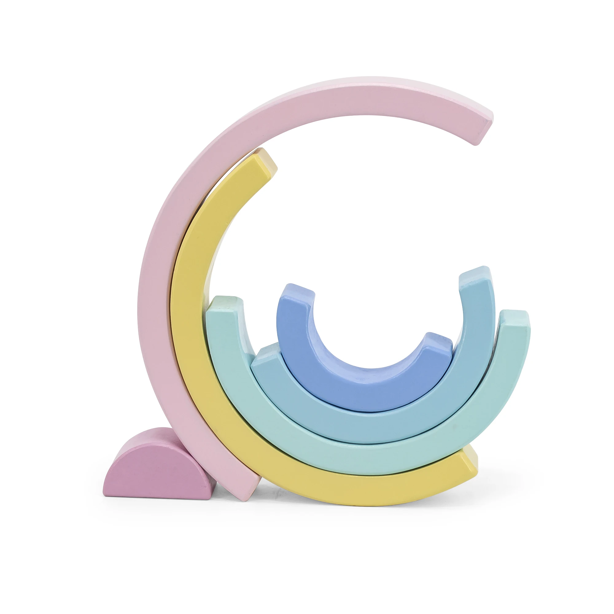 Wooden Rainbow Stacker Puzzle Rainbow Stacking Toy with Clouds Creative Stacking Rainbow Nesting Building Blocks