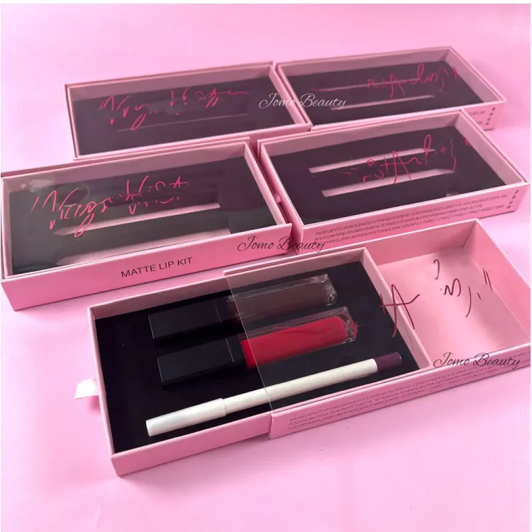 Wholesale private label Makeup Matte Lipstick set Lip Liner Pencil Makeup gift Custom Waterproof Lip Gloss Lip Kit sets