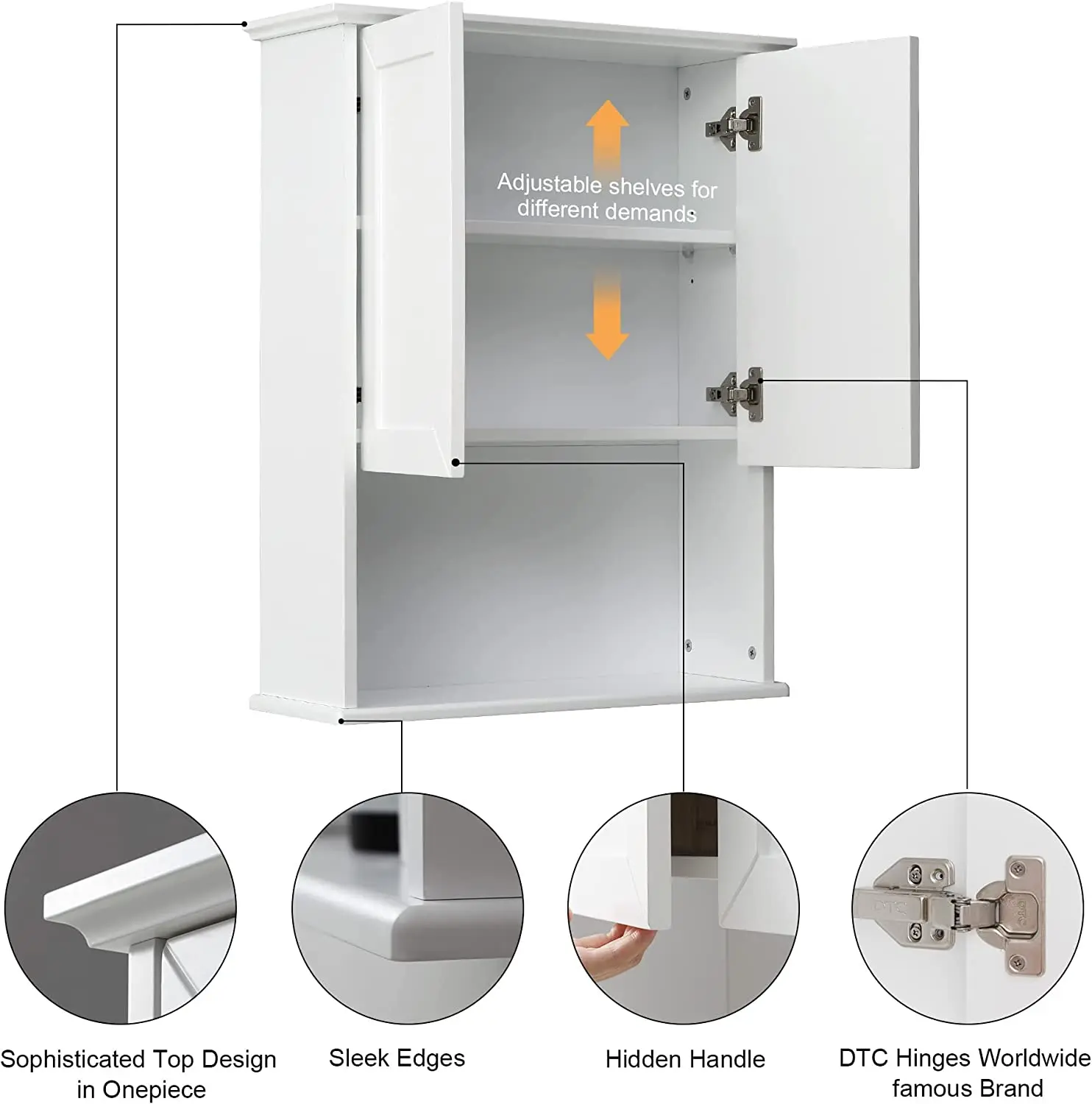 Classic Mini Wall Closet Cabinet Toilet Storage Wooden Scratch resistant Water Proof with Affordable Price