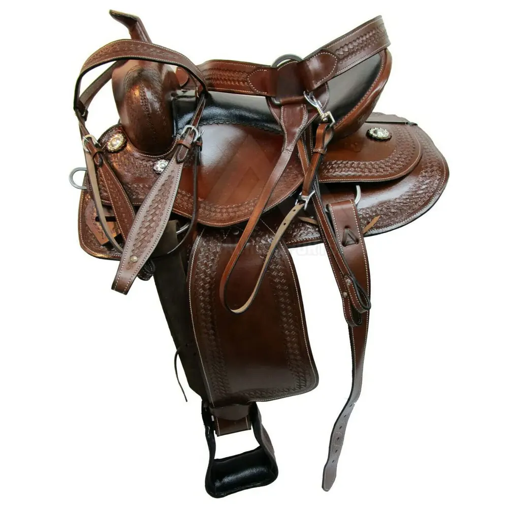 Custom Made Highest Quality Horse Western Cow Leather Trail Saddle With Beautiful Hand Curved OEM Customized Logo By Madrid