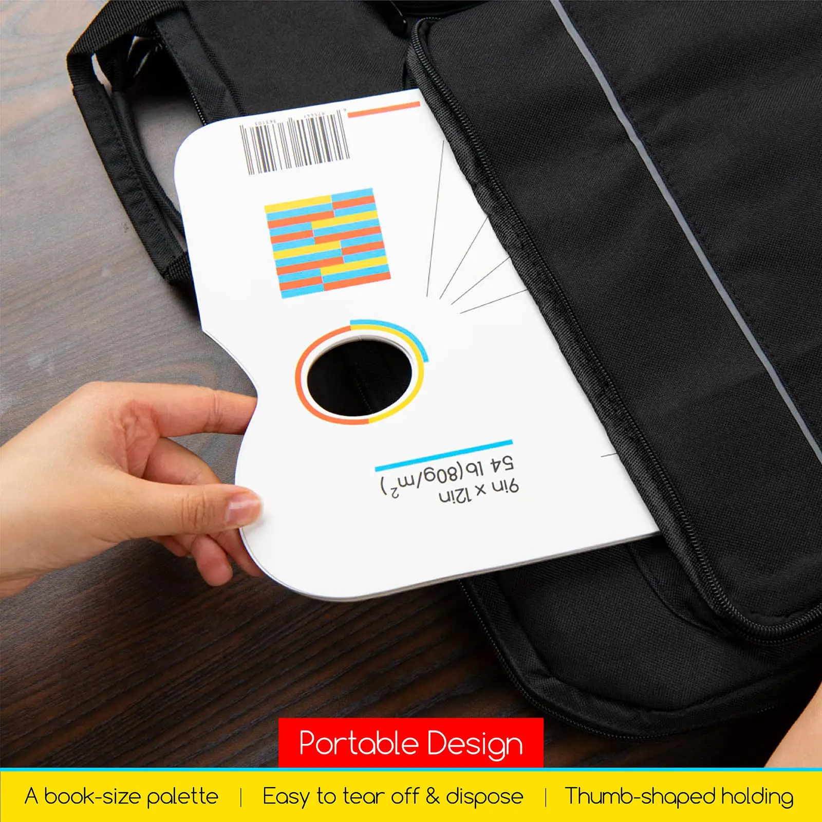 MEEDEN Disposable Palette Paper Pad 9x12 Inch 40 White Sheets 54 lb Glue-Bound Bleed-Proof Paint Palette with Thumb Hole