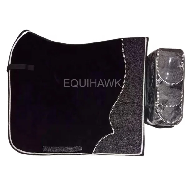 COTTON SADDLE PAD SPARKLE DESIGN AND FASHION CRYSTAL DECORATED INSIDE HIGH DENSITY CUSHION SADDLE PAD FOR HORSE SADDLE
