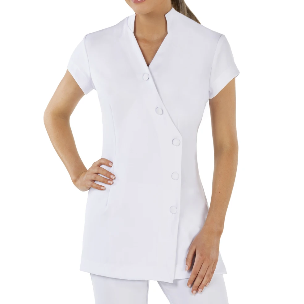 Customize logo polyester spandex Beauty salon uniform Salon Tunic Top for Sale Beauty Hairdressing Workwear Massage Uniform