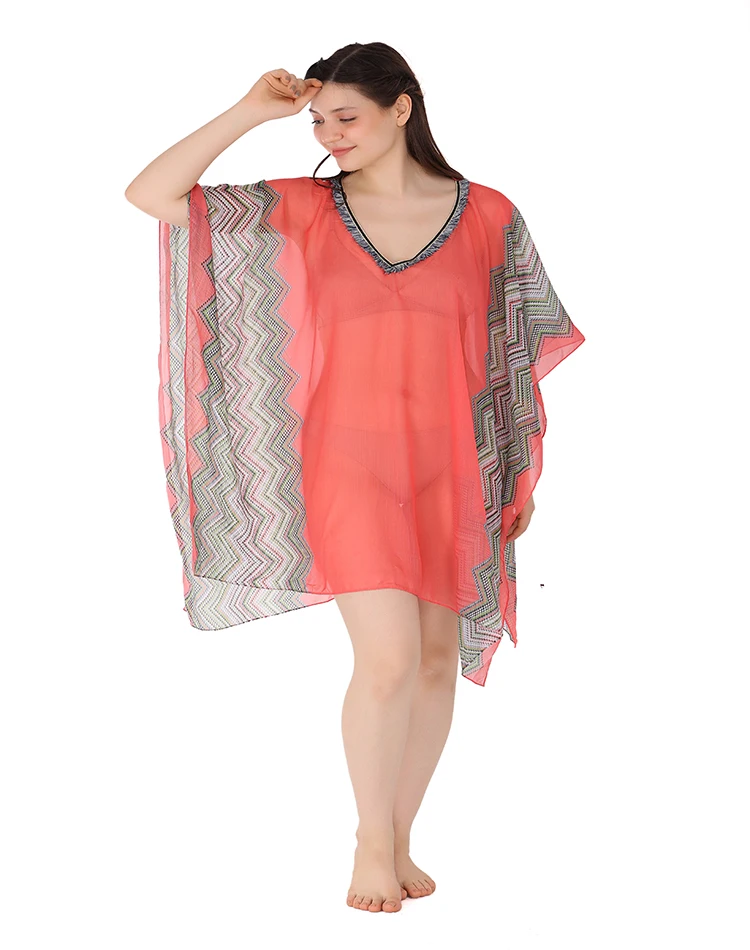 2022 модный многофункциональный пляжный купальный костюм женский однотонный шифоновый полиэстер с V-образным вырезом бюстгальтер большого размера принтом