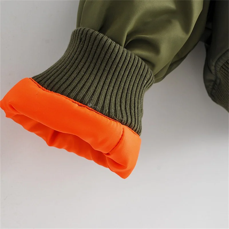 2023 Autumn Army Green Short Bomber Jacket Women Stand-up Collar Slim Zipper Cardigan Cotton Jacket