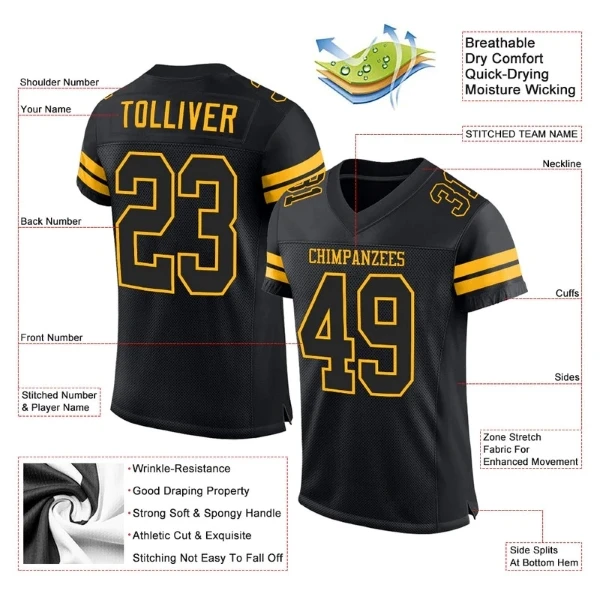 Custom American Football Mesh Jersey for Streetwear Comfortable and Durable with Number Pattern for Practice and Teams