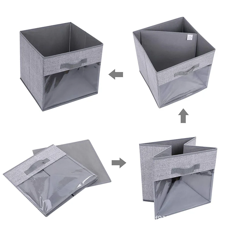 Non Woven Storage Cubes PVC Storage Boxes & Bins Wardrobe Promotion Clothing Organizer Rectangle Foldable Clothes Organiser
