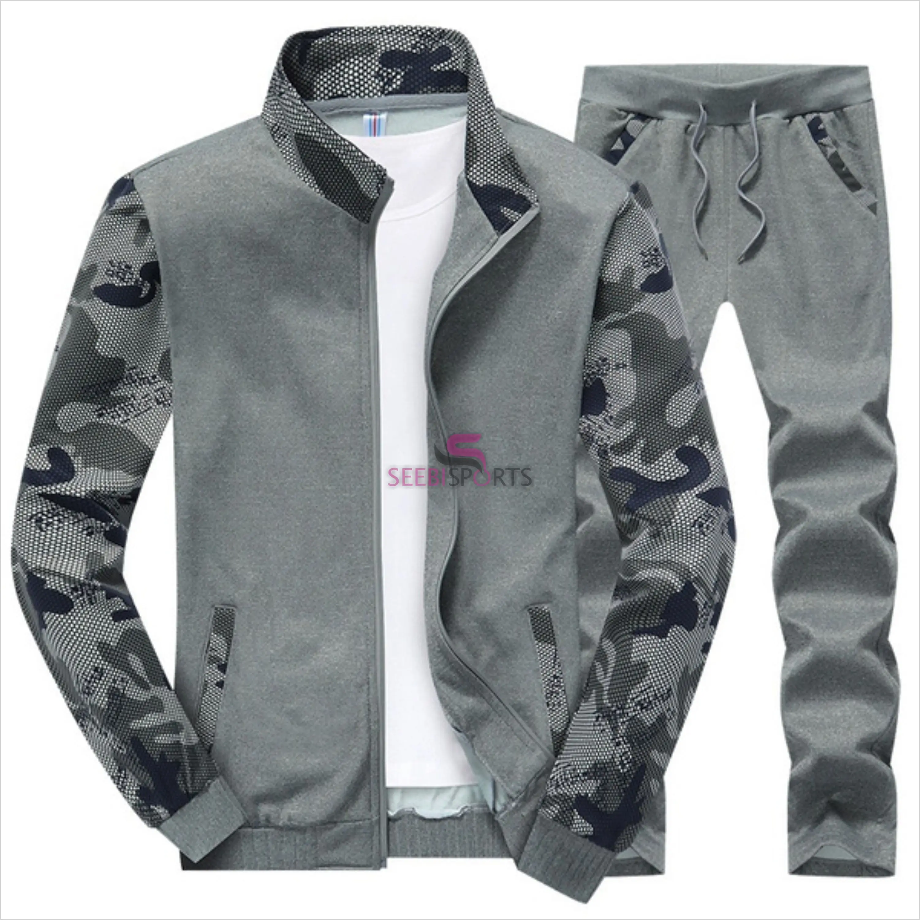 Camouflage Fashion Sporting Suit Men Zip Up Tracksuit Track Polo Hoodie Sweat Suits Set Zipper Sweatshirts
