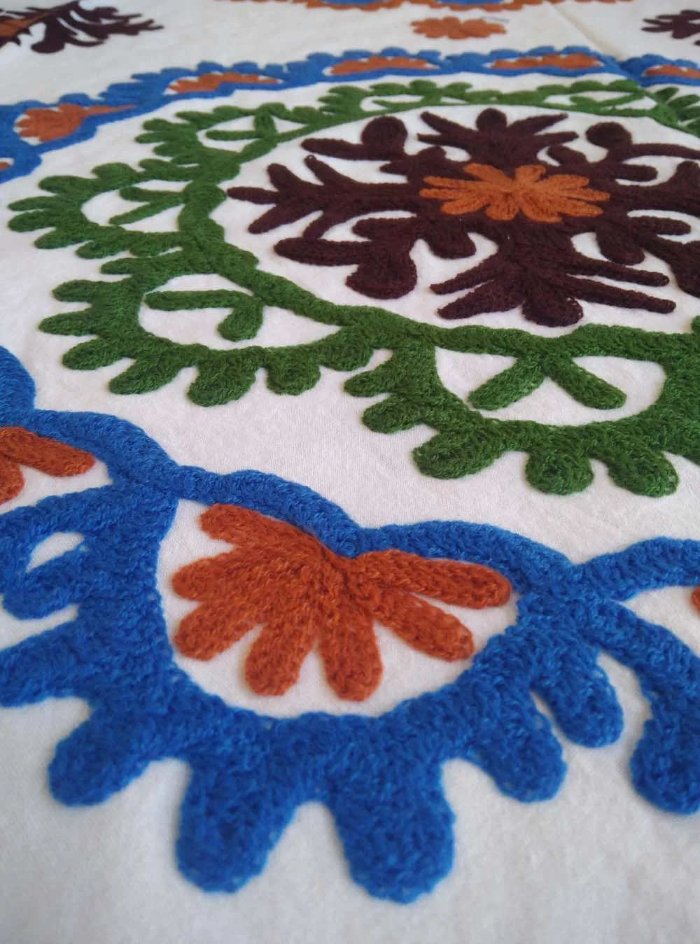 Multi-Colour Linen Fabric Suzani Bedspread Handmade Indian Bedsheet Bohemian Style Christmas Decor Table Throw Blanket Bedcover