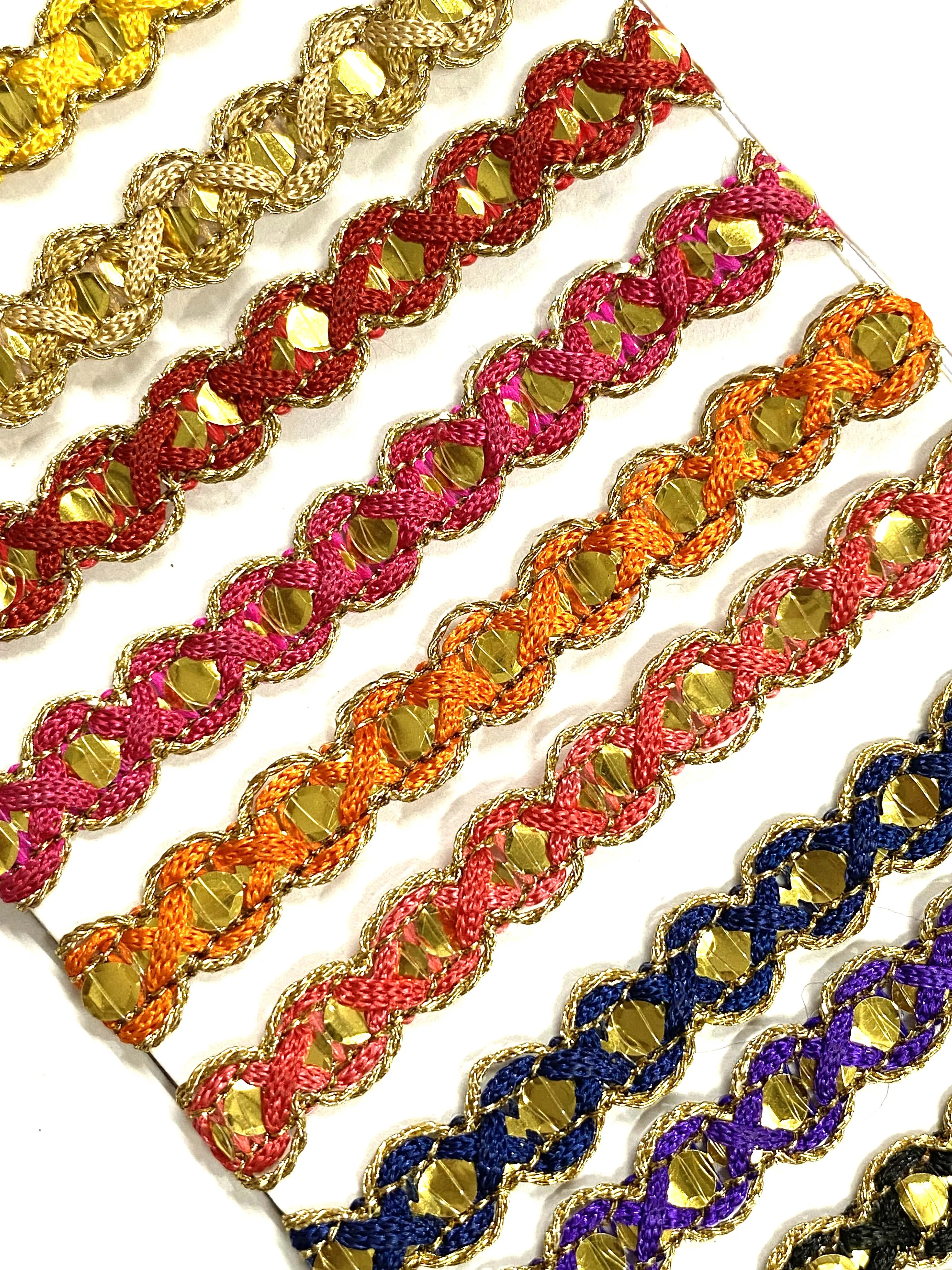 5 mm round polyester metallic mix lace trimmings for carnival cloths