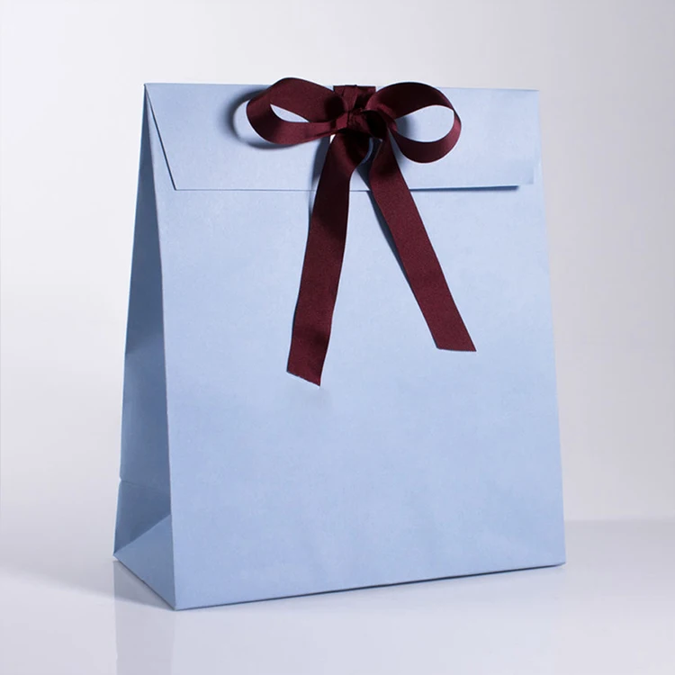 Bag Supplier Promotional Blue Jewelry Packaging Gift Bag Purple Gift Paper Bag Wiht Bow Tie