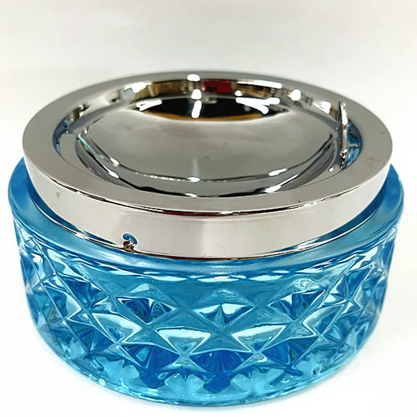 GOURMAID Round Heavy Duty Glass Smoking Ashtray for Indoor and Outdoor Home Office Tabletop