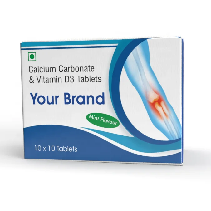 Private label with custom logo calcium carbonate Tablet for strong bones Healthcare Supplement at best price Indian manufacturer