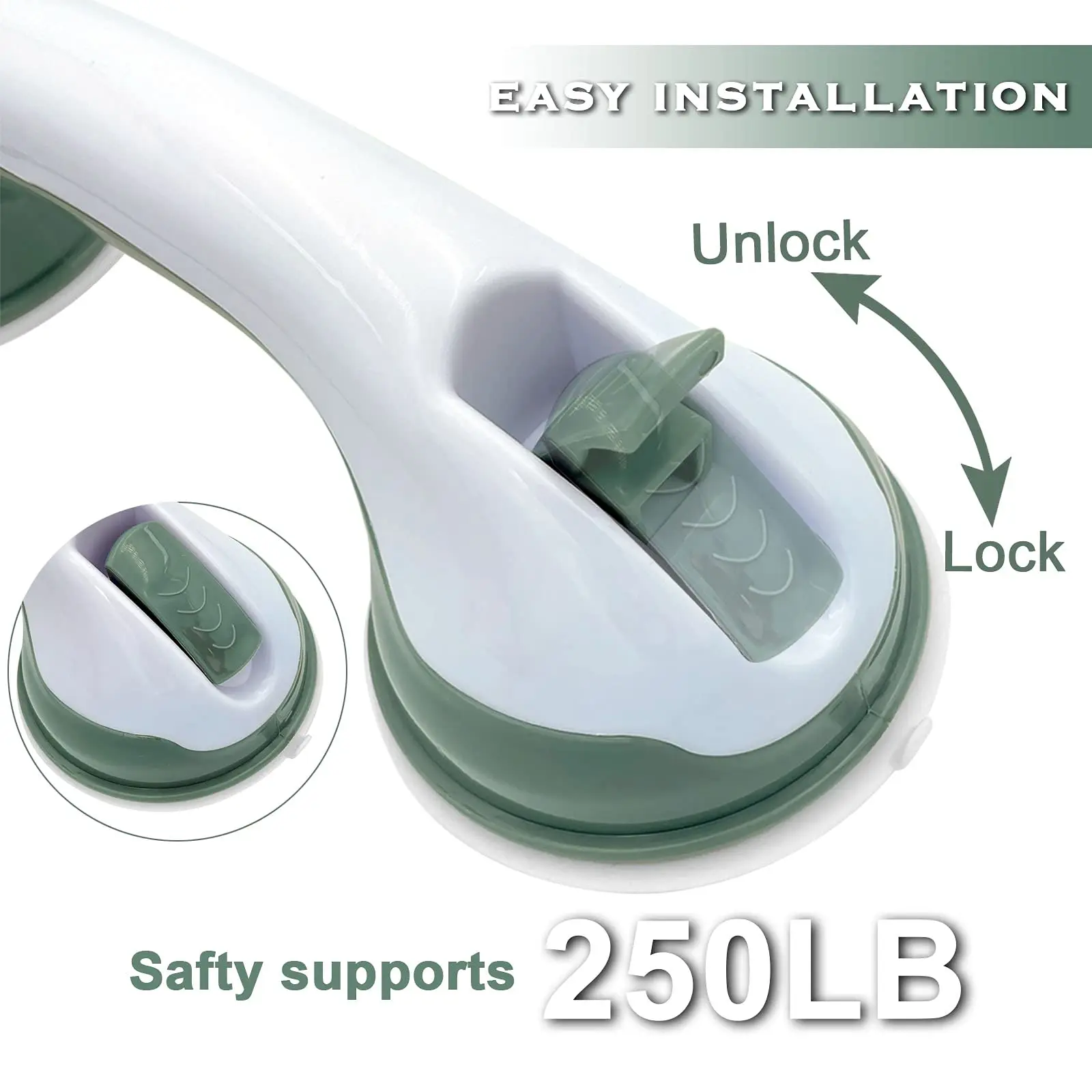 Hoone Handicap Safety Bathtub Armrest Rail Support Customized Shower Suction Grip Handle Wall Mounted Grab Bars For Bathroom