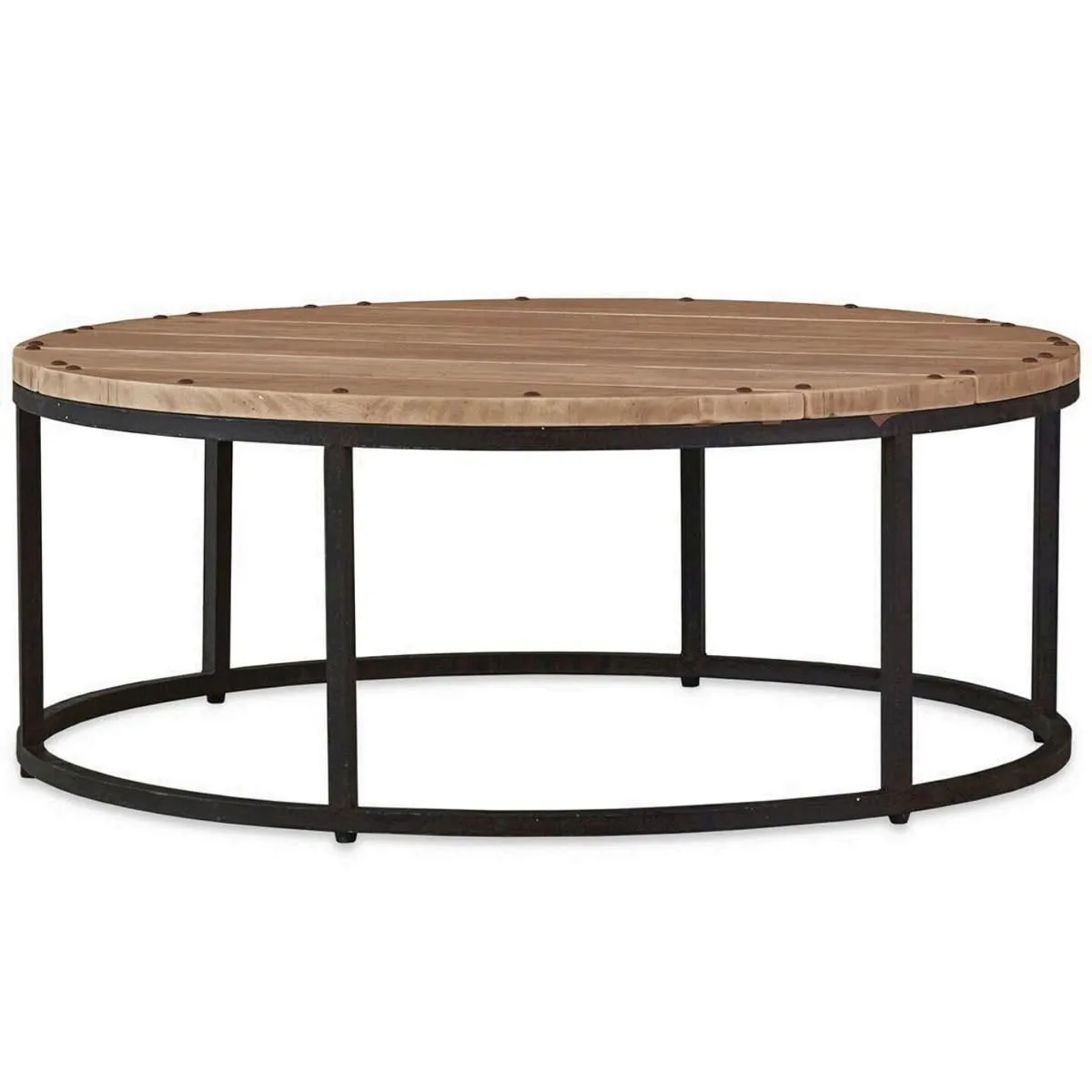 New Style Design natural finish solid acacia wood dining table with heavy metal legs bulk product Furniture
