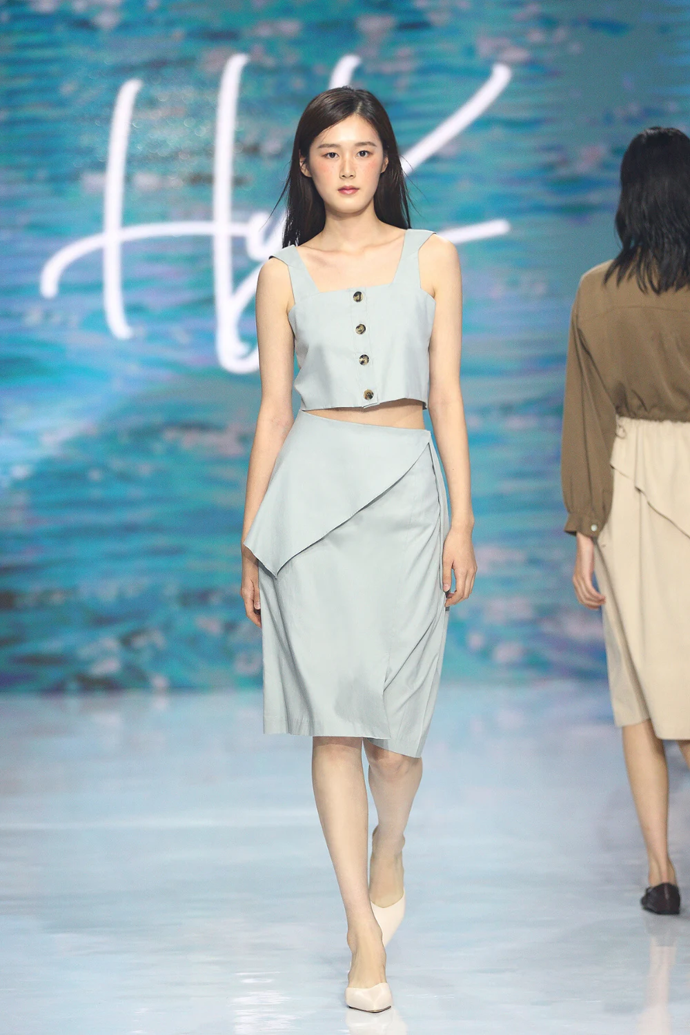 [HYEYEONG KIM] CO-ORD SET VEST Trending Products 2024 New Arrivals Wholesale Clothes Taupe/bluemint S/M Korean Fashion