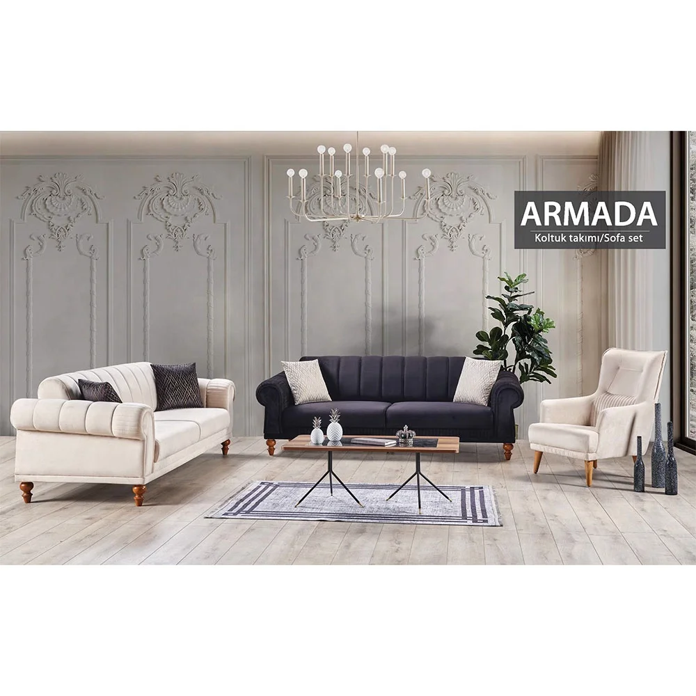 Modern Living Room Furniture Sofa Set Sofa Bed with stainless Fabric Turkish Furniture Chesterfield Sofa Set with Bed
