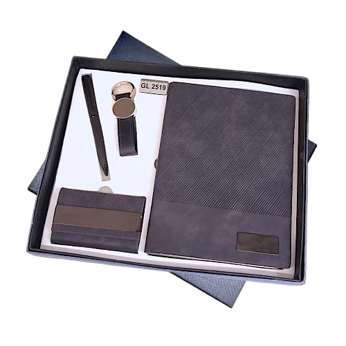 Luxury Promotional Gift Set 4 in 1 Gift Combo  Keychain, Diary, Visiting Card Holder and Pen Combo Available at Affordable Price