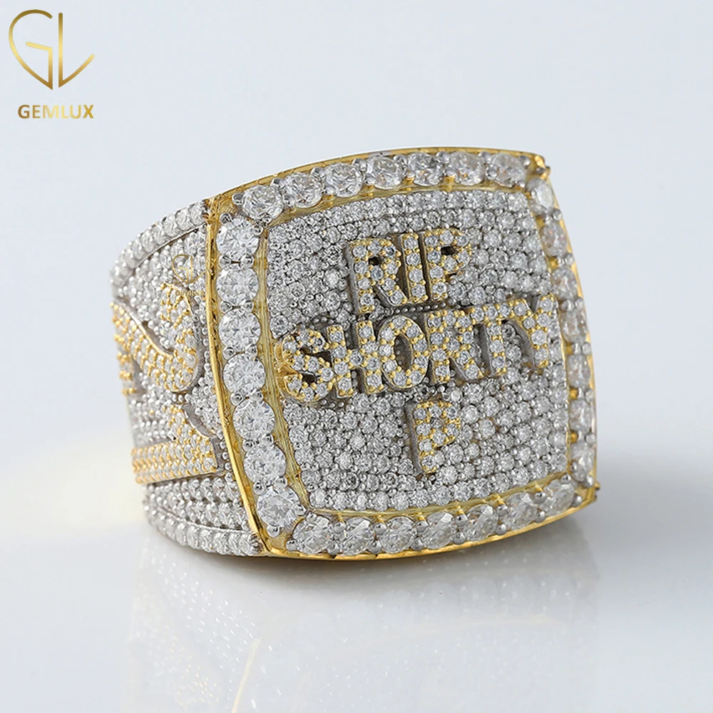 Trendy Design Custom Iced Out VVS Moissanite Diamond Letter Number Tester Passing Hip Hop Ring For Men