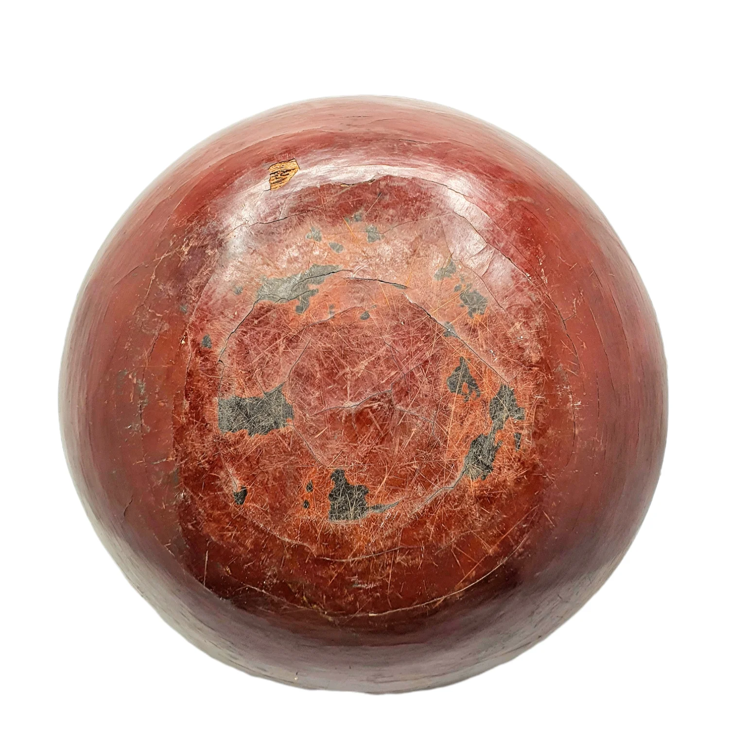 Thai Lanna Wooden Lacquer Ware Water Bowl InSide Decorate With Red Vermillion Painted For Decorated and Collect ( Big Size )