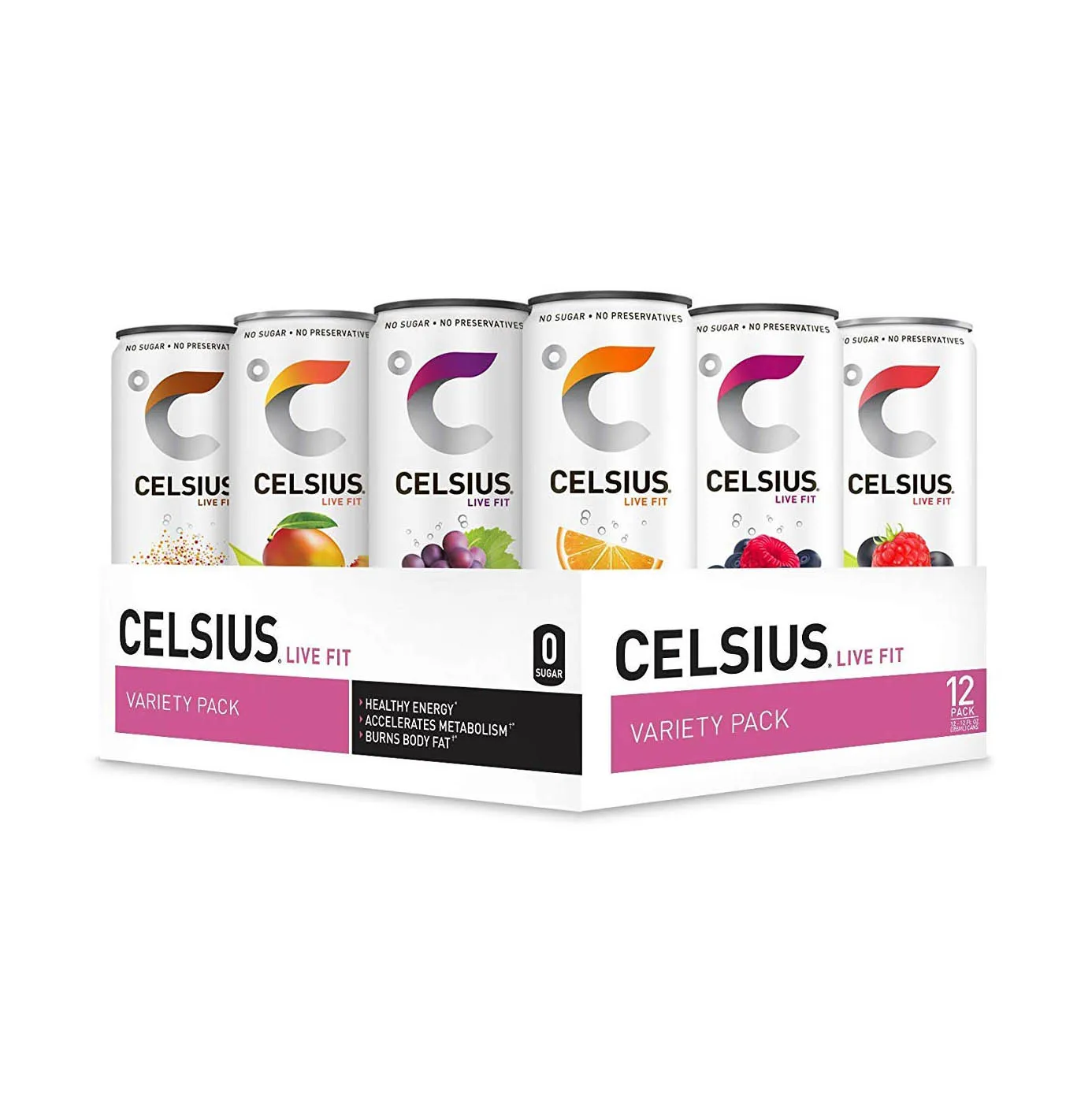 CELSIUS Assorted Flavors Official Variety Pack, Functional Essential Energy Drinks, 12 Fl Oz (Pack of 12)