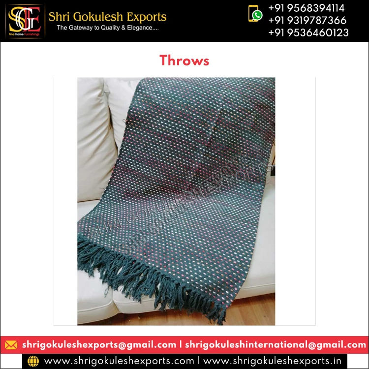 Bulk Stock Supplier Selling 100% Cotton Made Woven Handmade Jacquard Plain Throws Blankets for Adult Bedding Sleeps