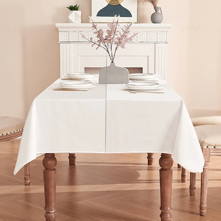 Fabric Satin Stain Resistant Tablecloth Dining Satin Banquet Table Clothes White For Weddings Decorations Restaurant